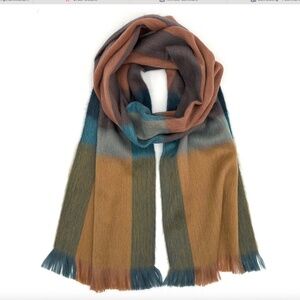 Shupaca alpaca plaid scarf “rustic dune” about 12”x78”